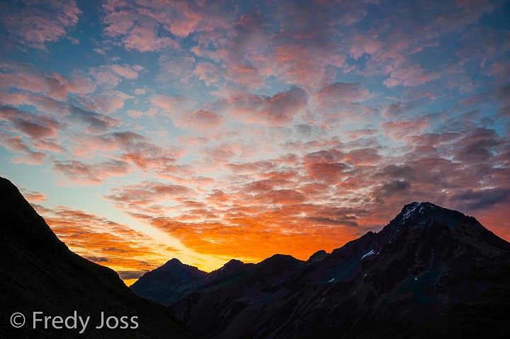 Morgenhimmel über dem Val Bever, Graubünden, Engadin